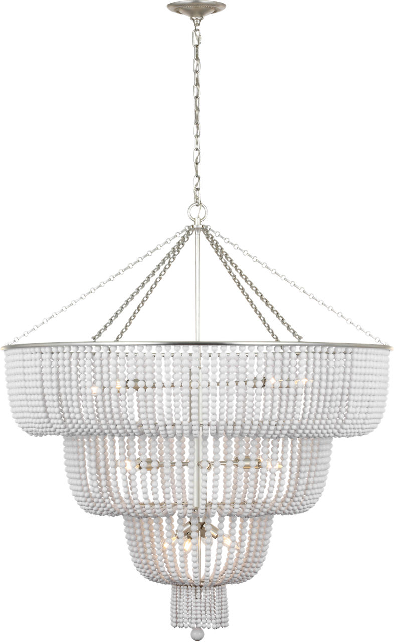 Jacqueline 46" Basket Chandelier in Burnished Silver Leaf with White Acrylic