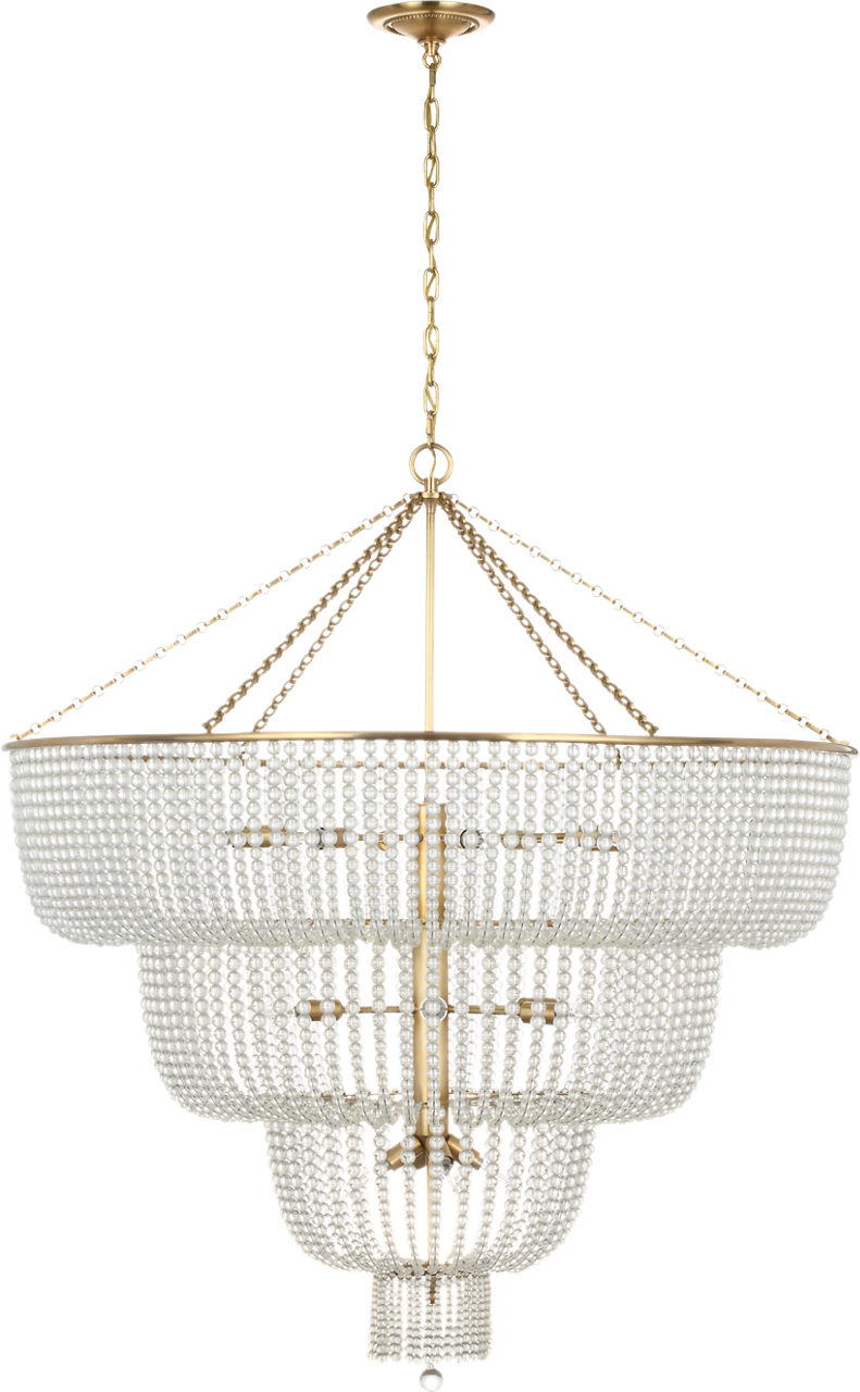 Jacqueline 46" Basket Chandelier in Hand-Rubbed Antique Brass with Clear Glass