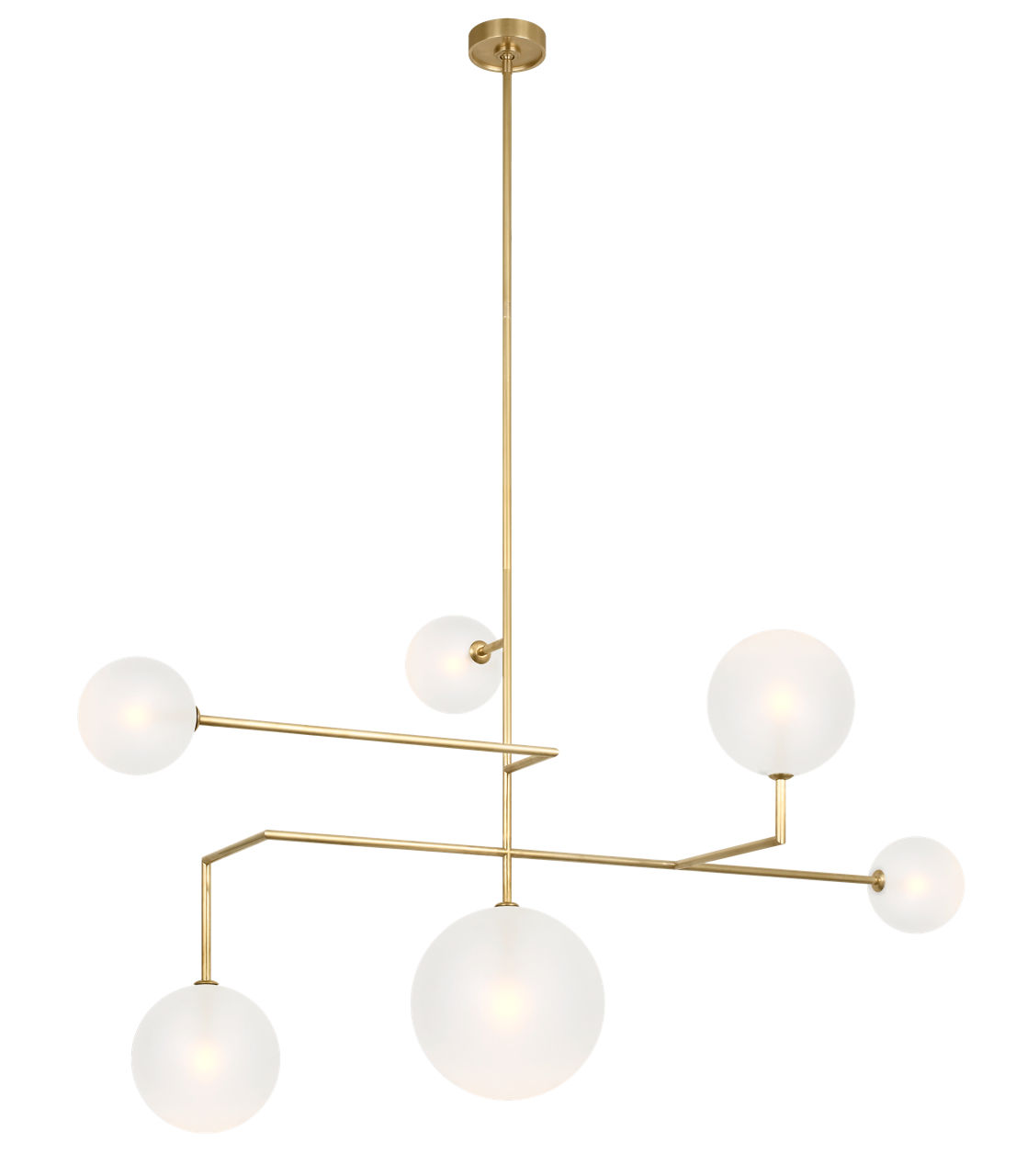 Linnea 59" Chandelier in Hand-Rubbed Antique Brass with Soft Etched Glass