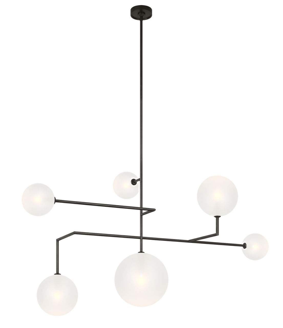 Linnea 59" Chandelier in Modern Iron with Soft Etched Glass