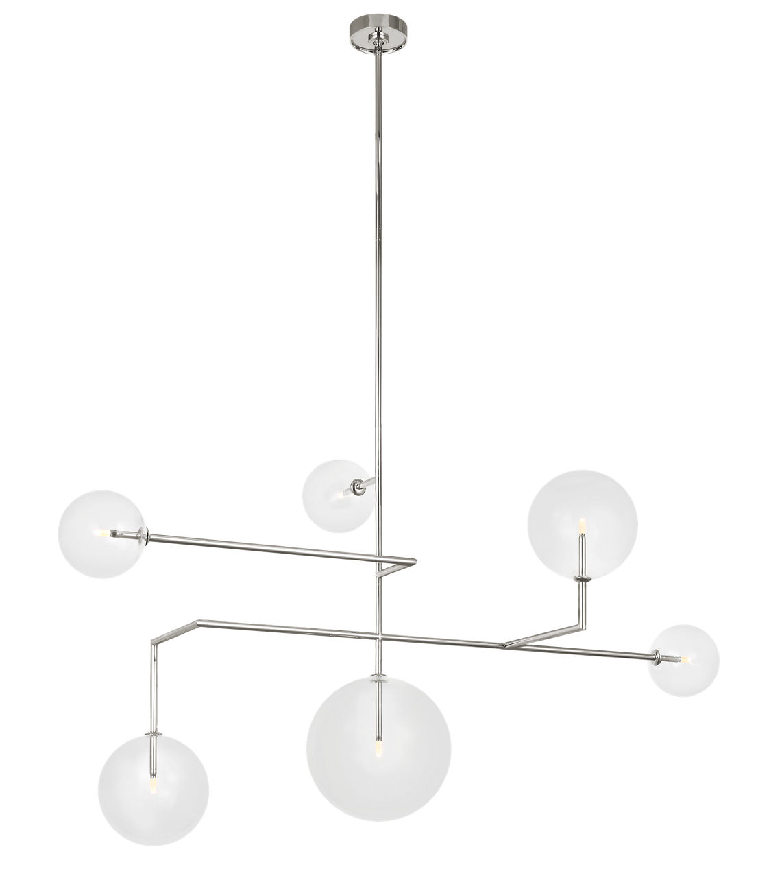 Linnea 59" Chandelier in Polished Nickel with Clear Glass