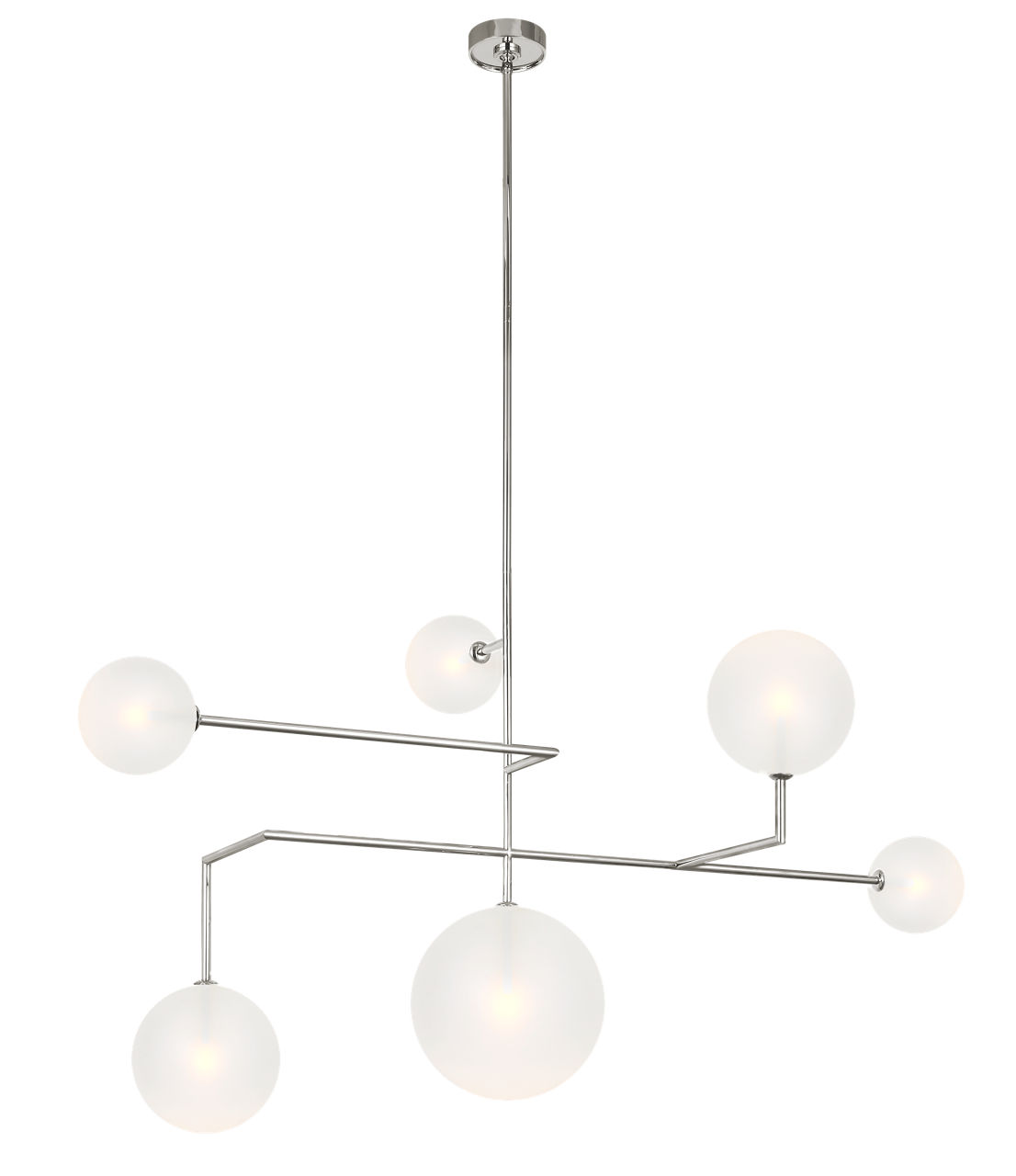 Linnea 59" Chandelier in Polished Nickel with Soft Etched Glass