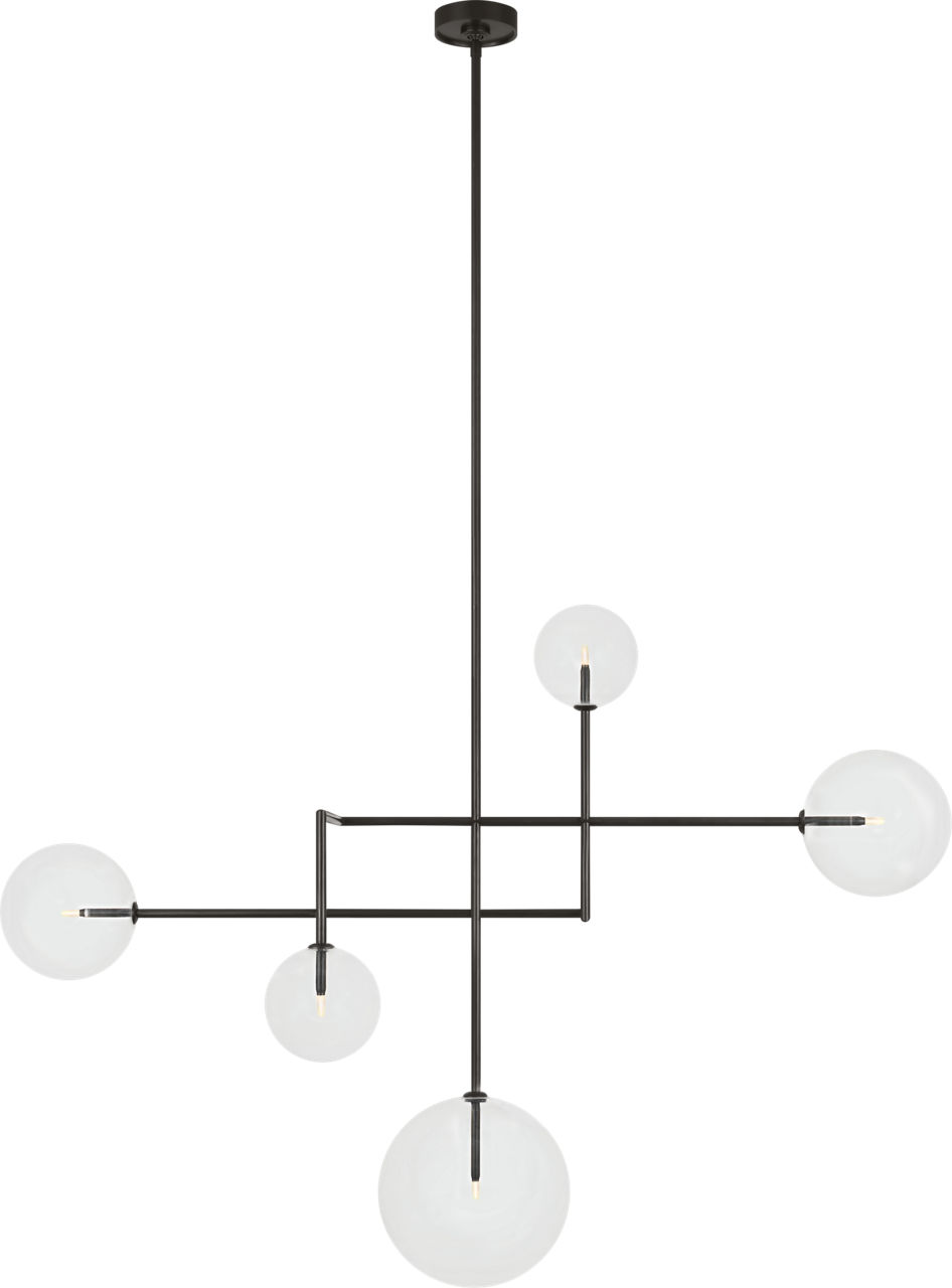 Linnea 57" Chandelier in Modern Iron with Clear Glass
