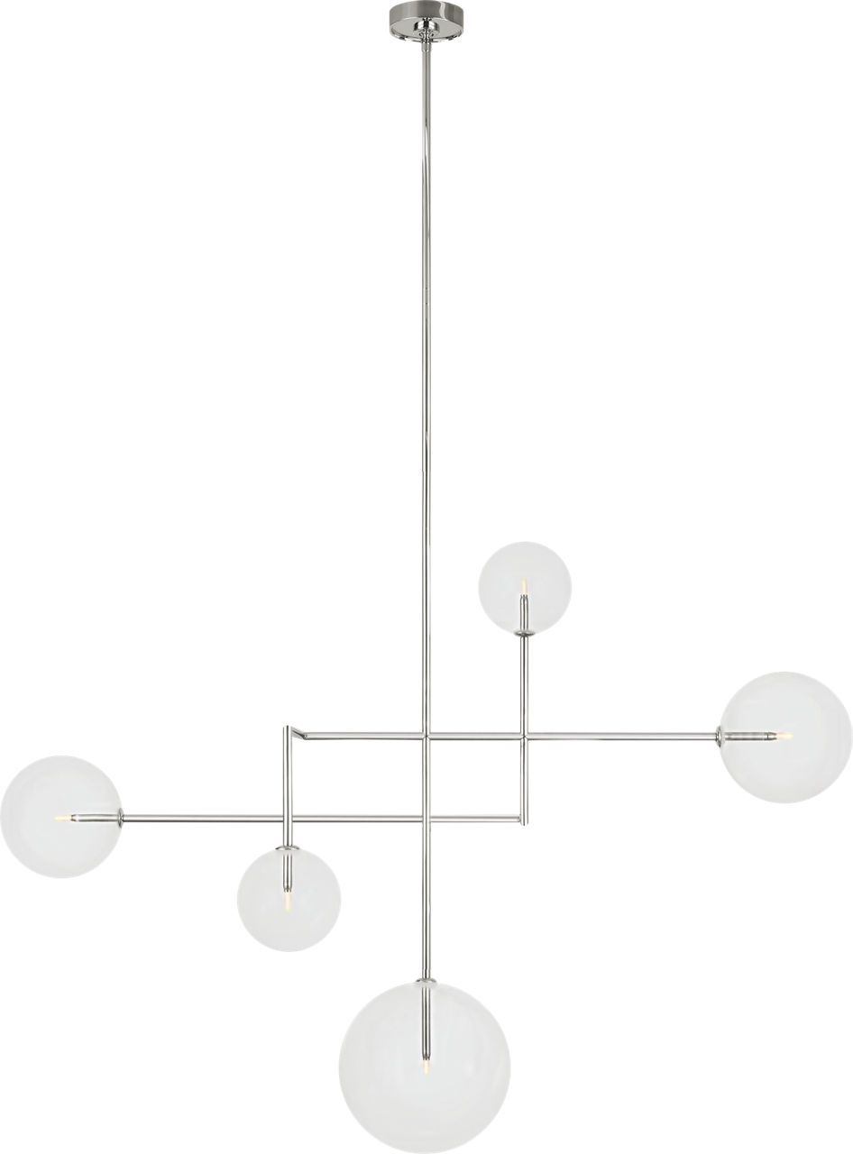 Linnea 57" Chandelier in Polished Nickel with Clear Glass