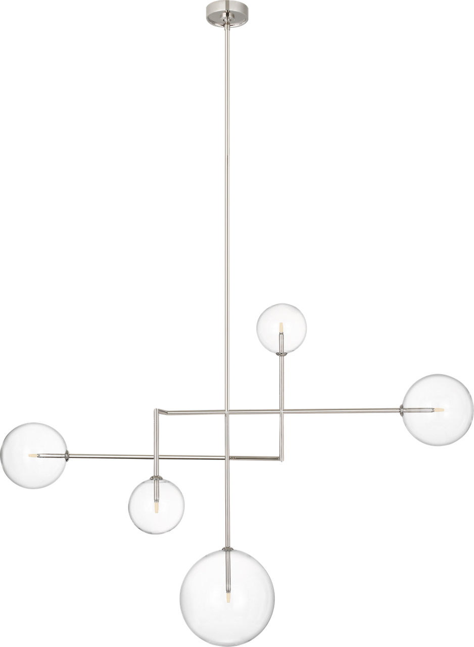 Linnea 57" Chandelier in Polished Nickel with Clear Glass