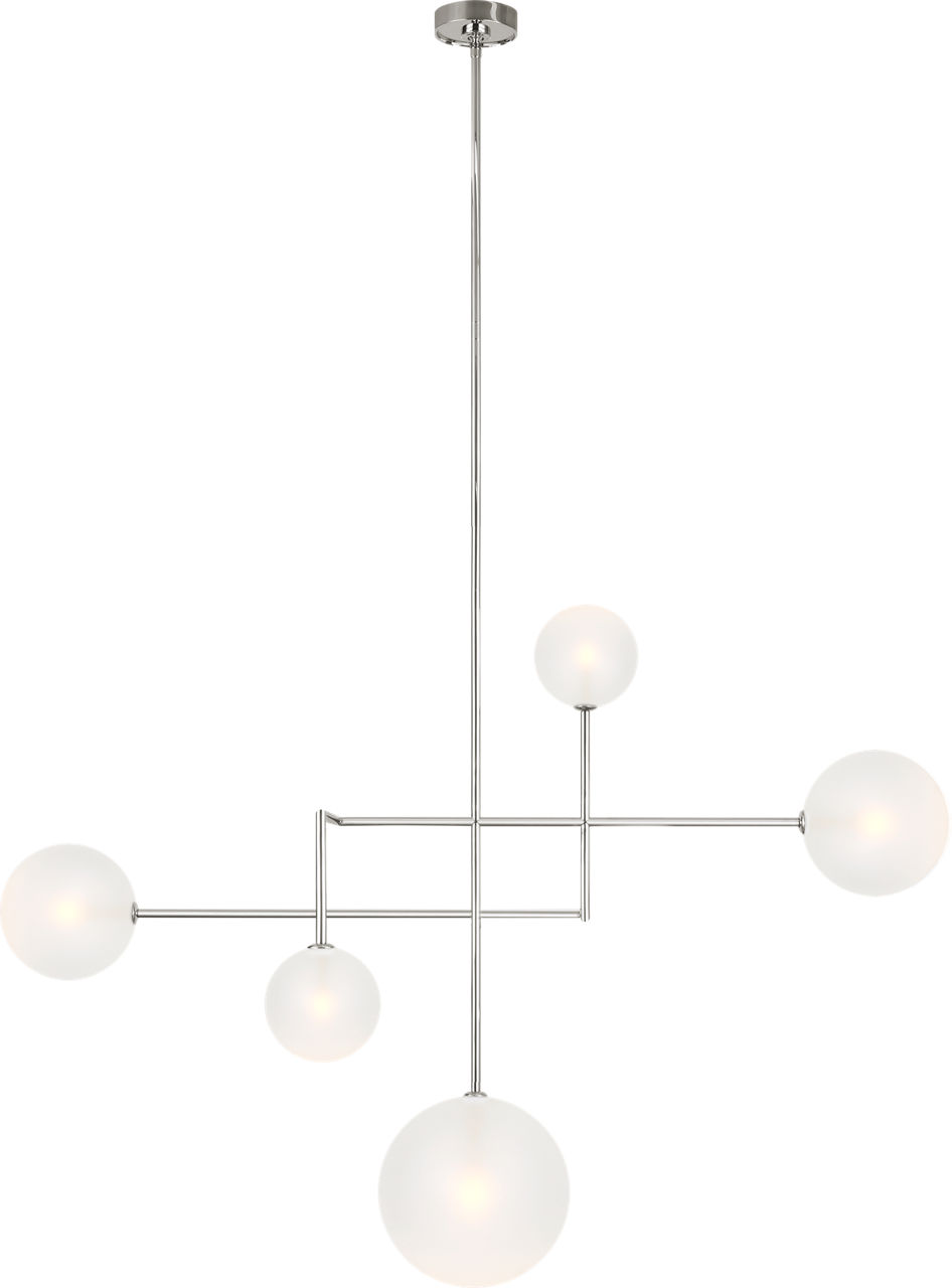 Linnea 57" Chandelier in Polished Nickel with Soft Etched Glass