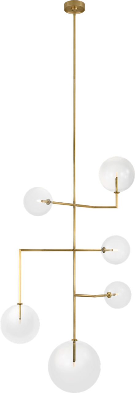 Linnea 26" Entry Chandelier in Hand-Rubbed Antique Brass with Clear Glass