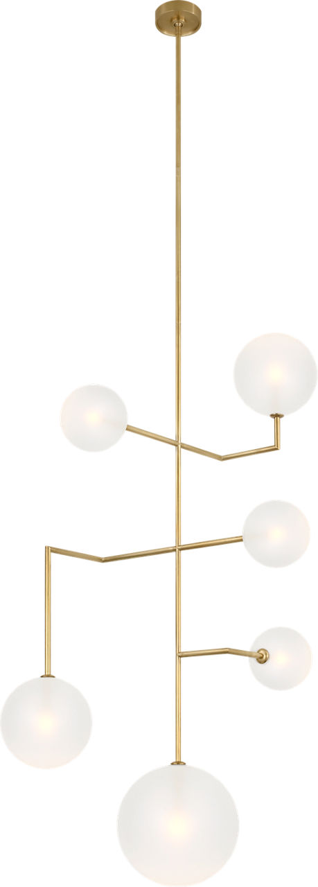 Linnea 26" Entry Chandelier in Hand-Rubbed Antique Brass with Soft Etched Glass