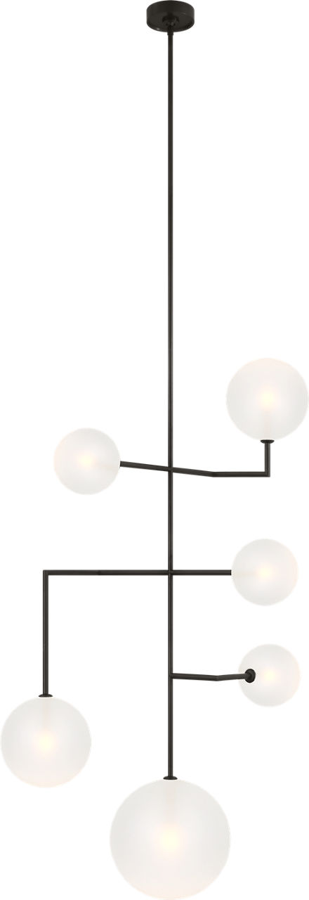 Linnea 26" Entry Chandelier in Modern Iron with Soft Etched Glass