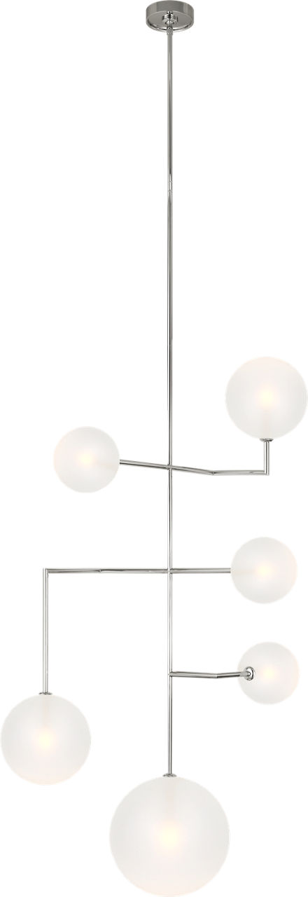 Linnea 26" Entry Chandelier in Polished Nickel with Soft Etched Glass