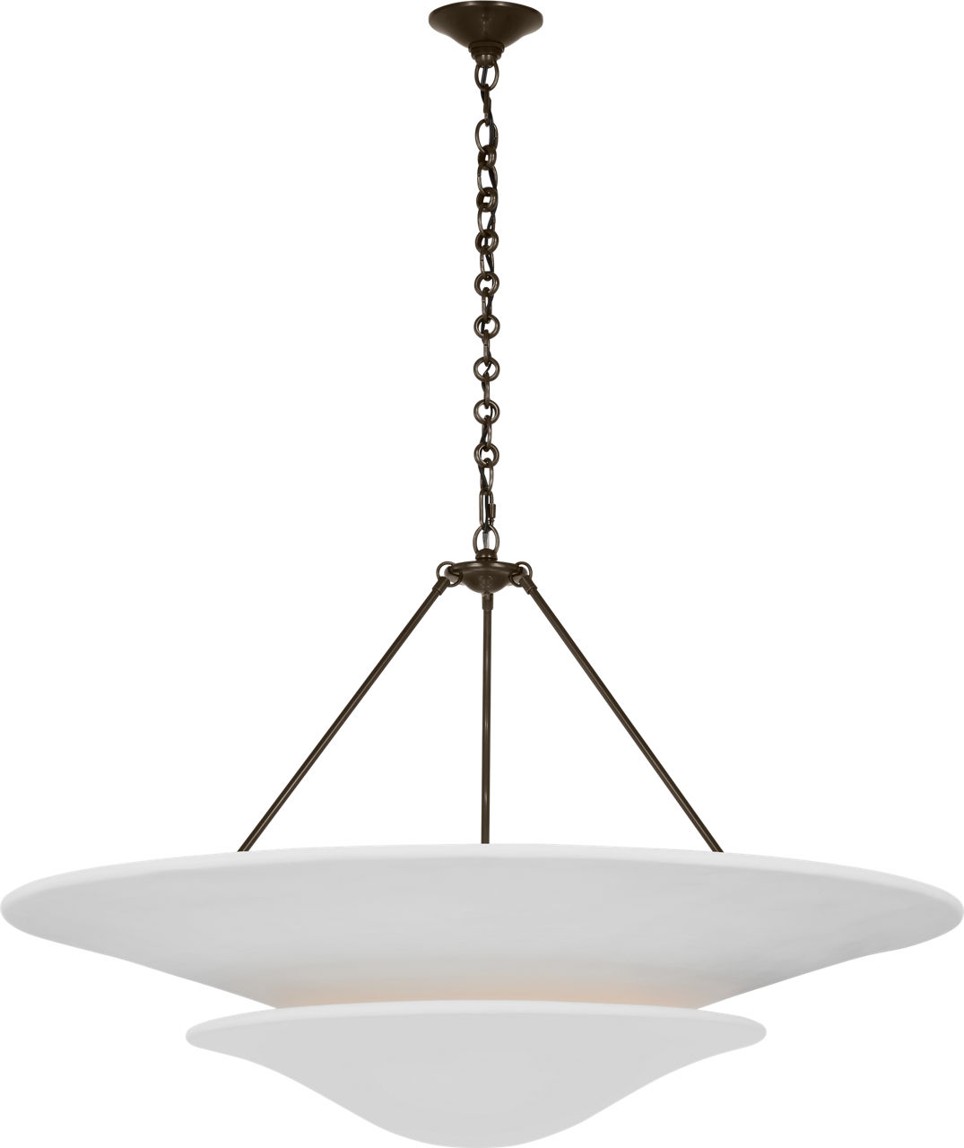 Mollino 40" Chandelier in Bronze with Plaster White Shade