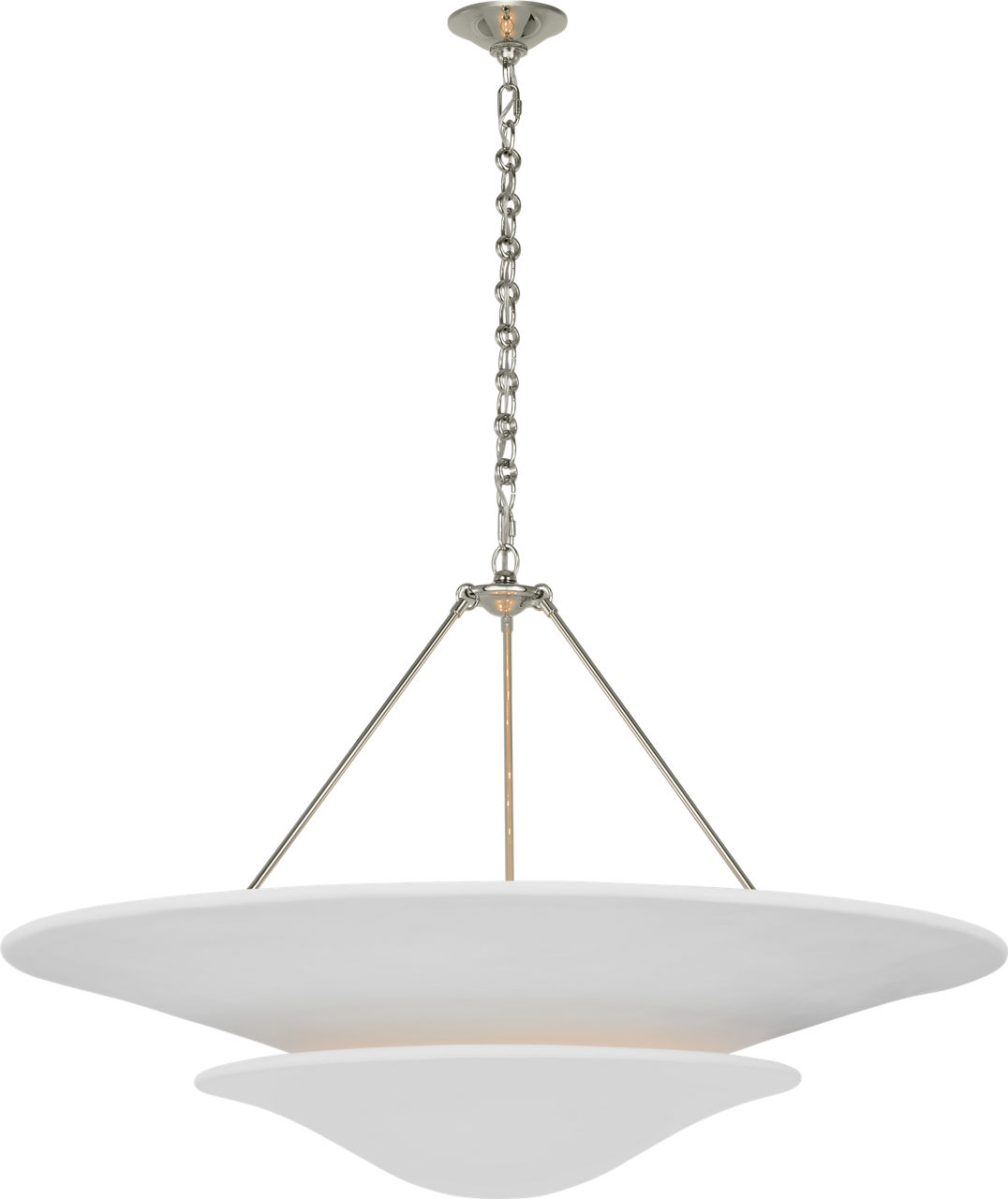Mollino 40" Chandelier in Polished Nickel with Plaster White Shade