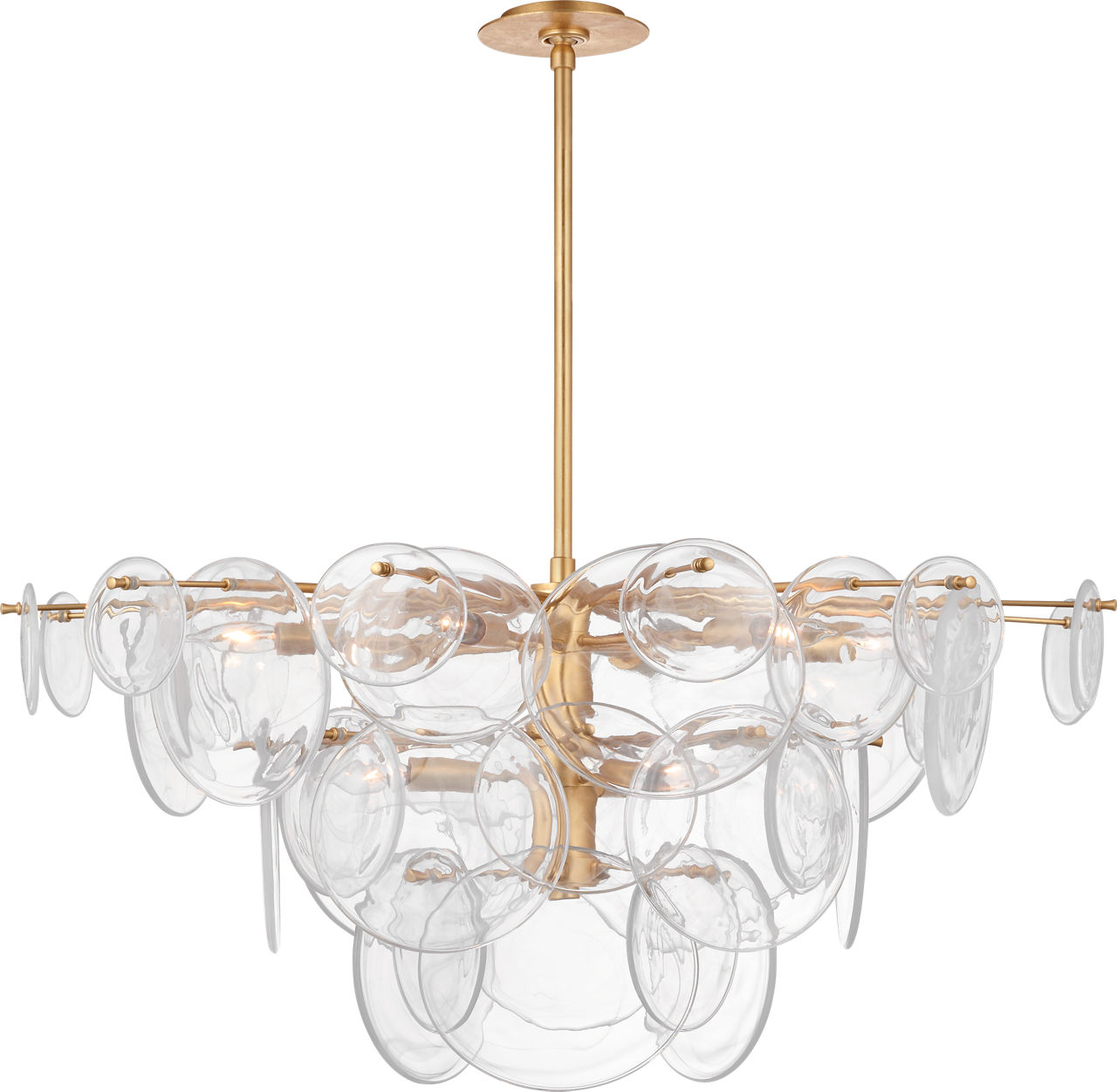 Loire Large Chandelier in Gild with Clear Strie Glass