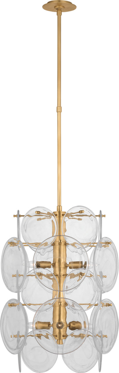 Loire Medium Barrel Chandelier in Gild with Clear Strie Glass