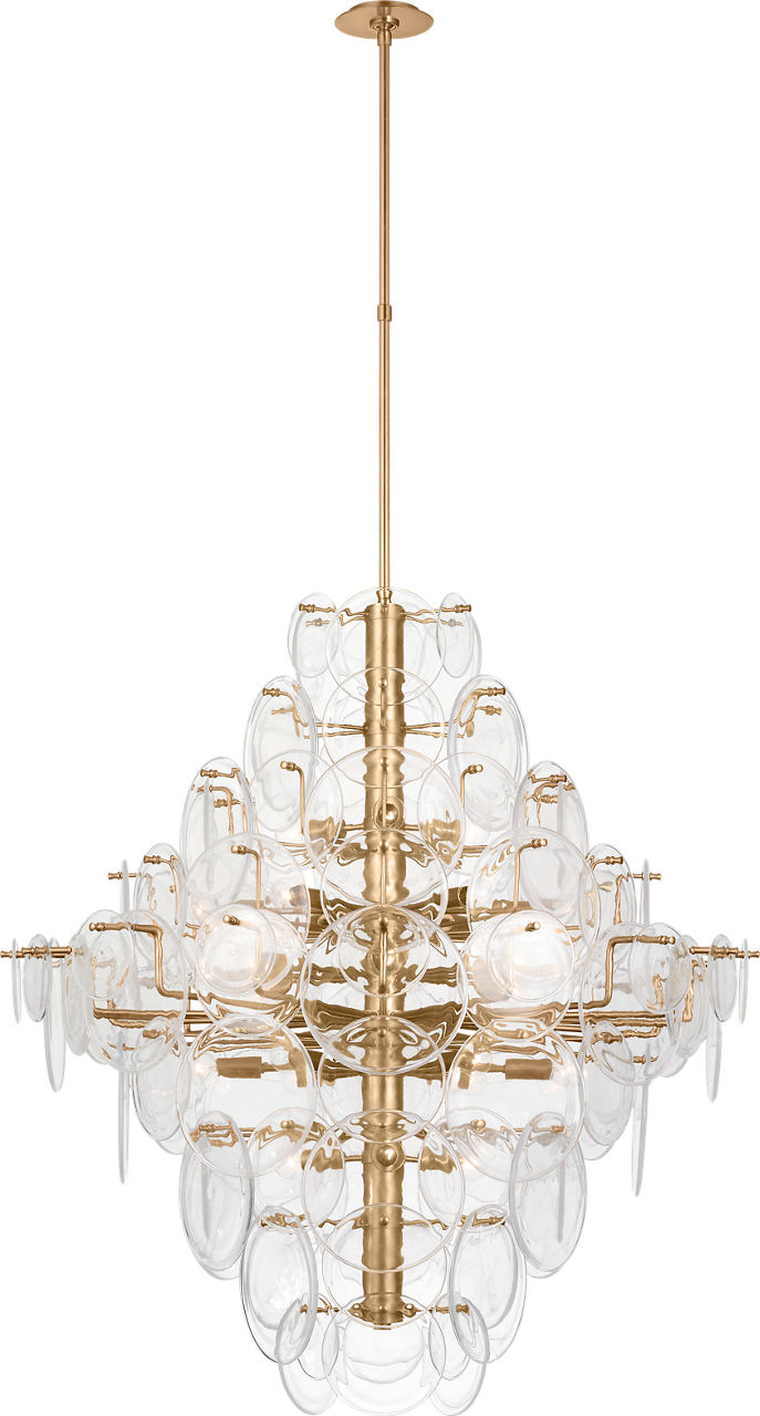Loire 44" Grande Entry Chandelier in Gild with Clear Strie Glass