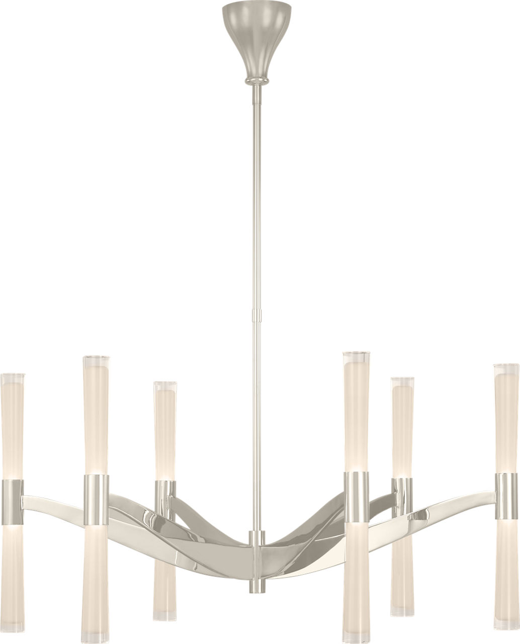 Brenta Extra Large Chandelier in Polished Nickel with White Glass