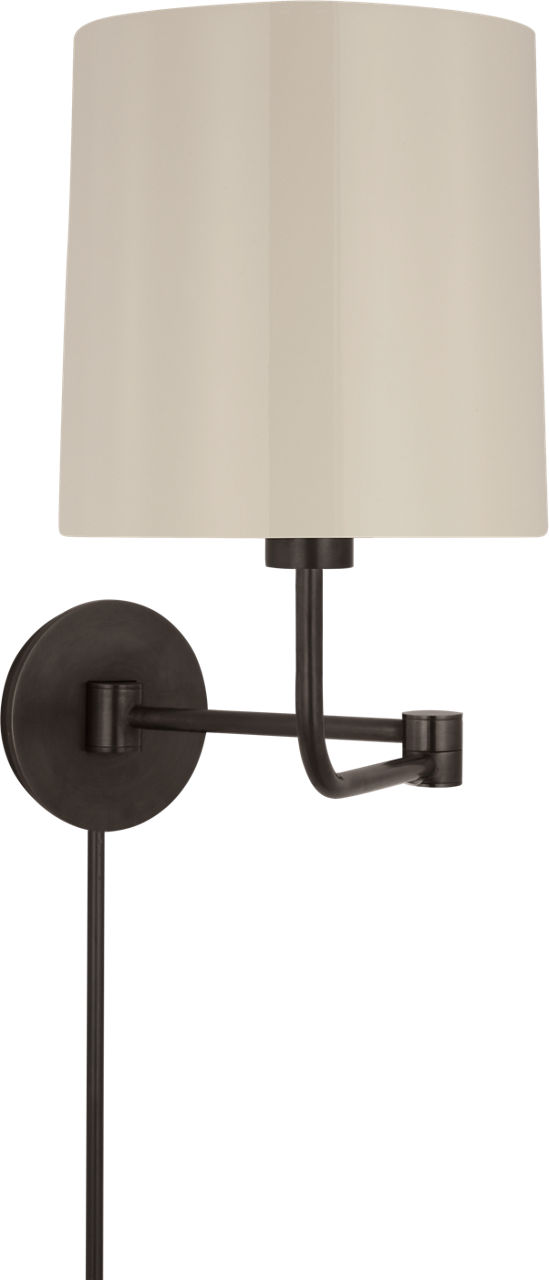 Go Lightly Swing Arm Wall Light in Bronze with China White Shade