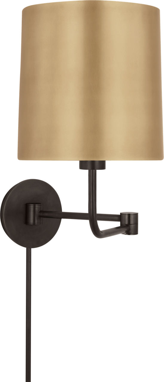 Go Lightly Swing Arm Wall Light in Bronze with Soft Brass Shade