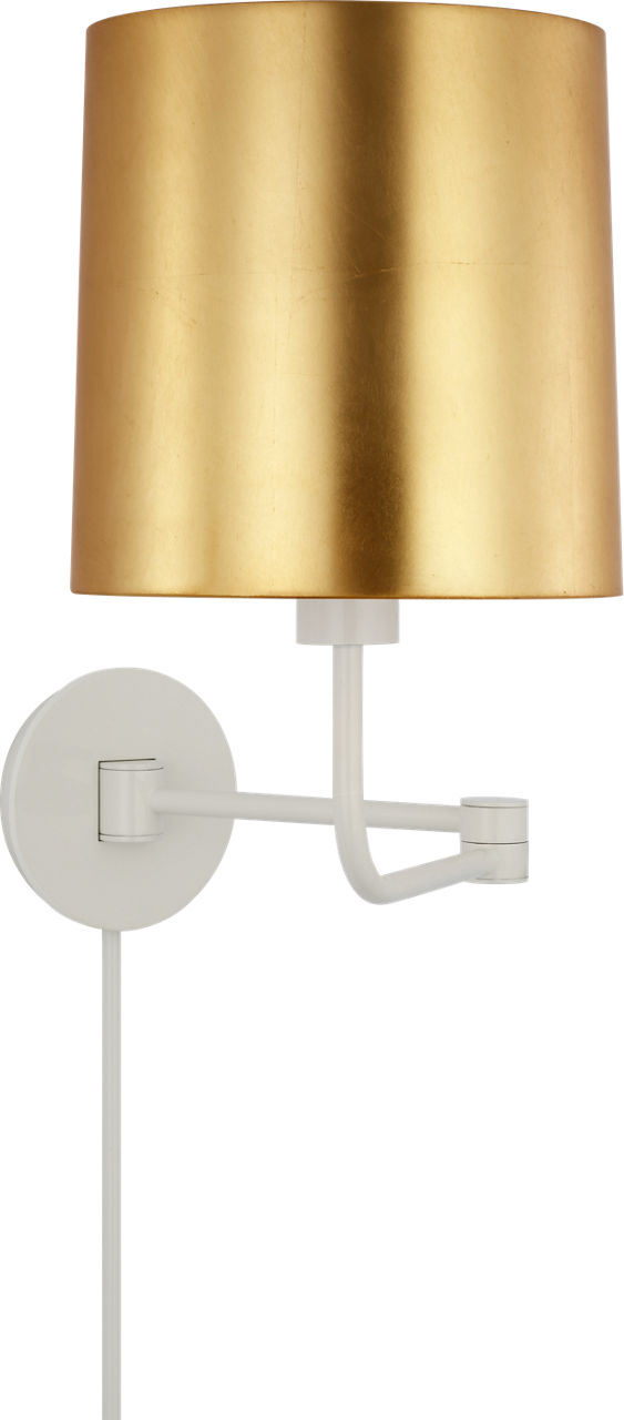 Go Lightly Swing Arm Wall Light in China White with Gild Shade