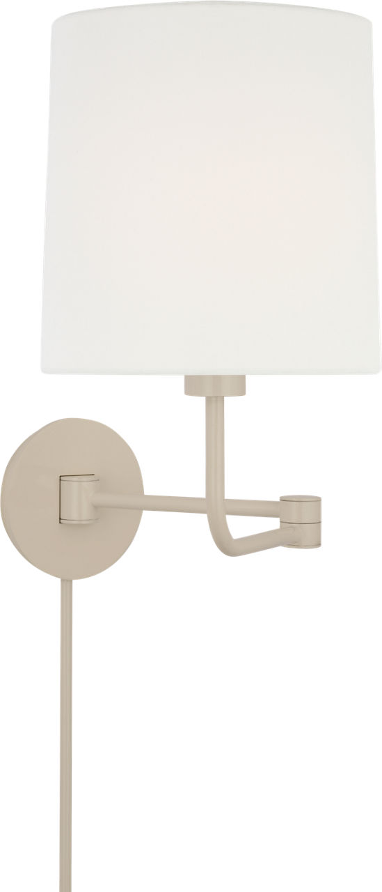 Go Lightly Swing Arm Wall Light in China White with Linen Shade