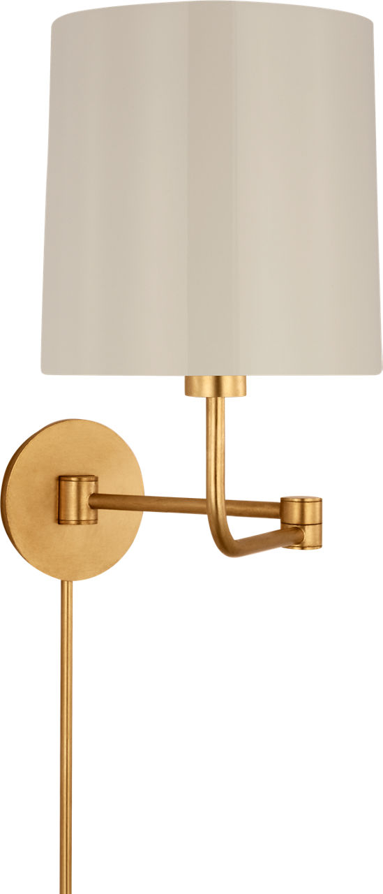 Go Lightly Swing Arm Wall Light in Gild with China White Shade