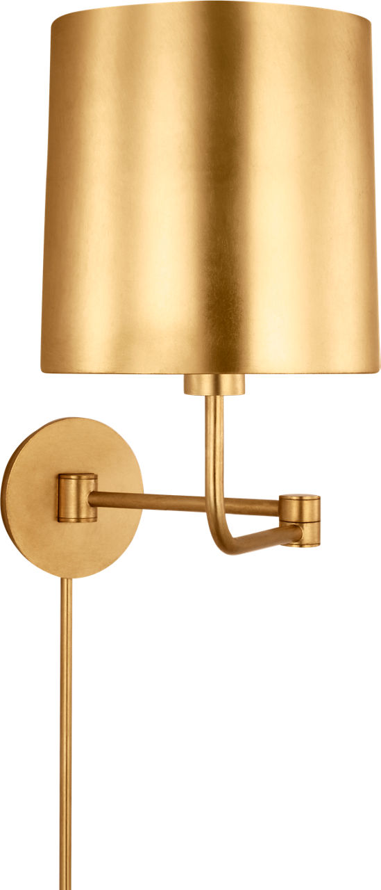 Go Lightly Swing Arm Wall Light in Gild with Gild Shade