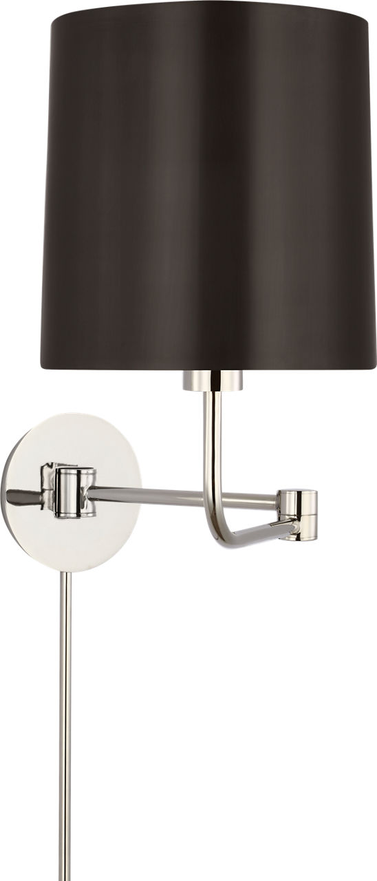 Go Lightly Swing Arm Wall Light in Polished Nickel with Bronze Shade