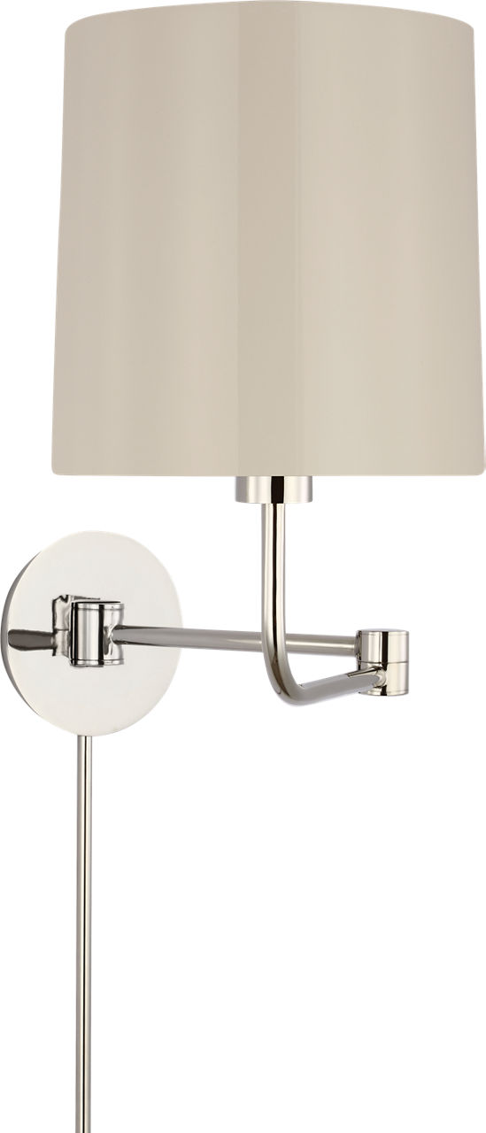 Go Lightly Swing Arm Wall Light in Polished Nickel with China White Shade