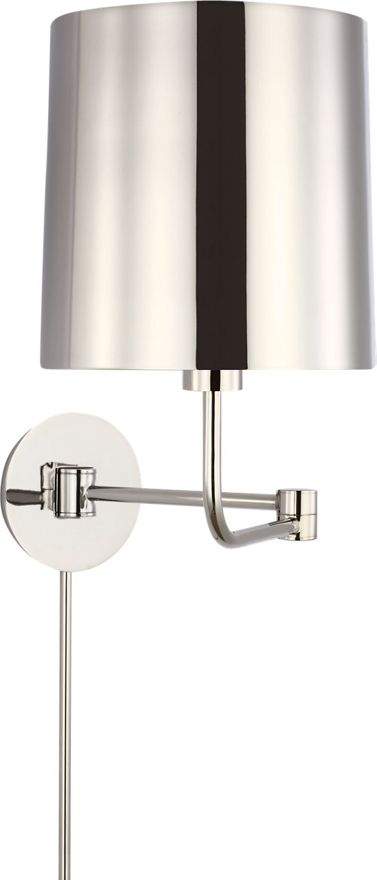 Go Lightly Swing Arm Wall Light in Polished Nickel with Polished Nickel Shade