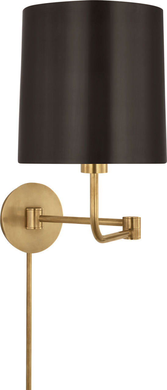 Go Lightly Swing Arm Wall Light in Soft Brass with Bronze Shade