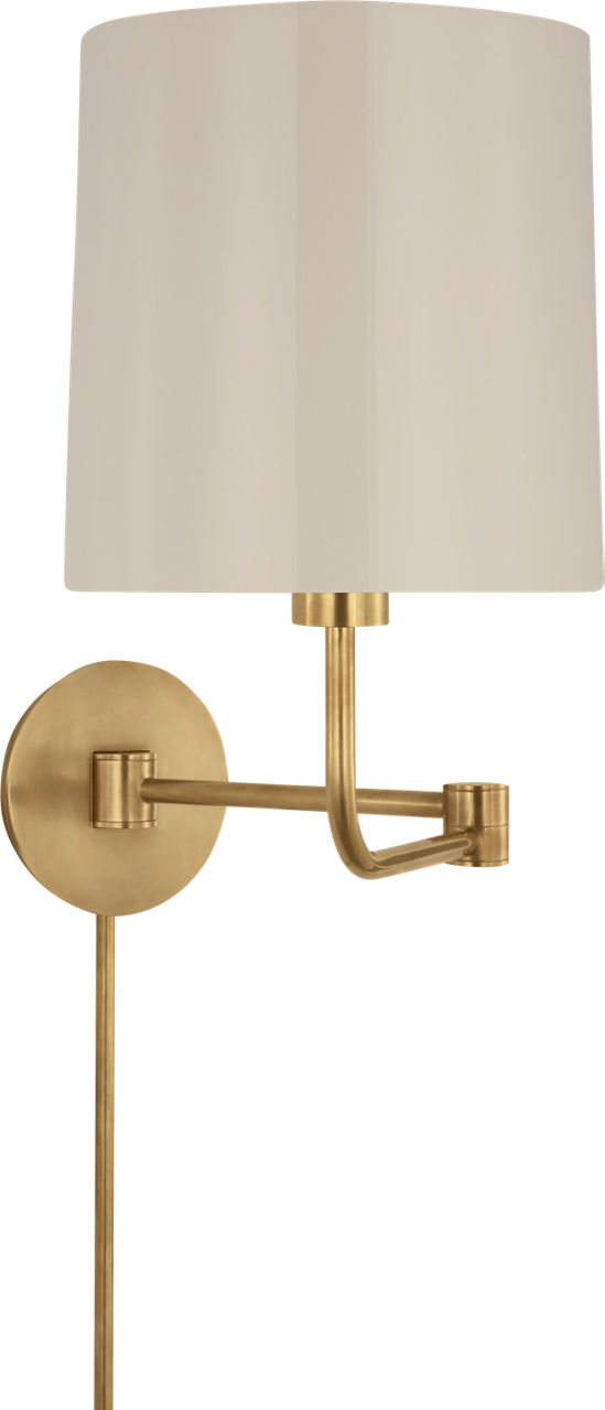 Go Lightly Swing Arm Wall Light in Soft Brass with China White Shade