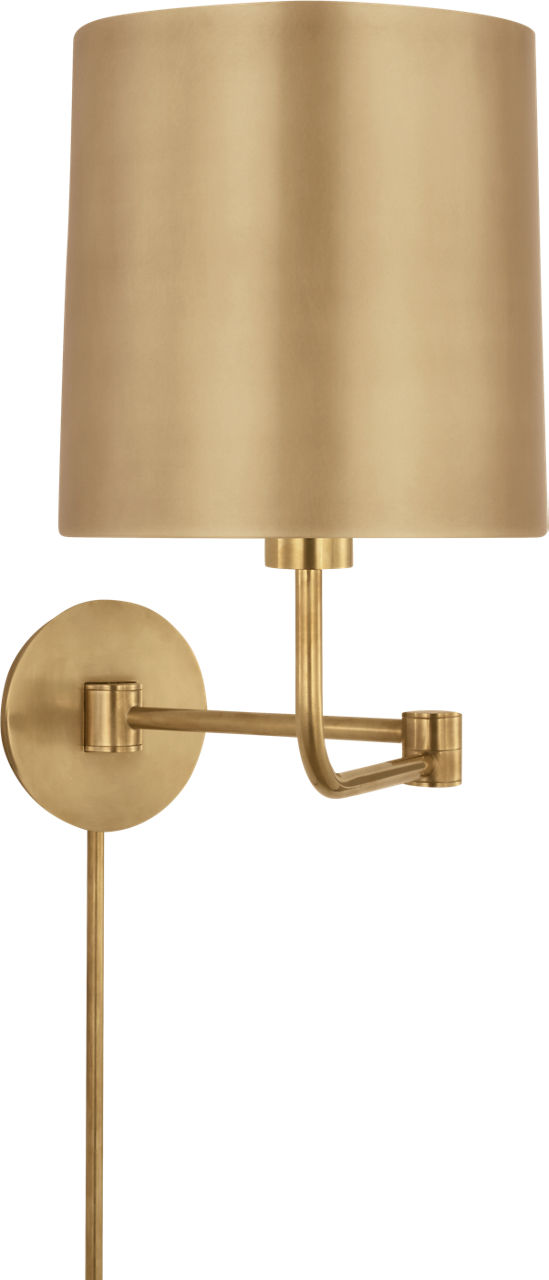 Go Lightly Swing Arm Wall Light in Soft Brass with Soft Brass Shade