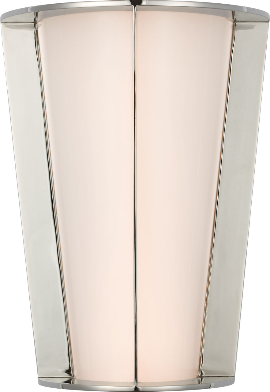Phinn 12" Tapered Sconce in Polished Nickel with White Glass