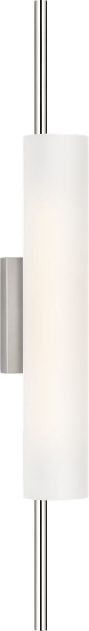 Windchime 25" Tubular Sconce in Polished Nickel with Soft Etched Glass