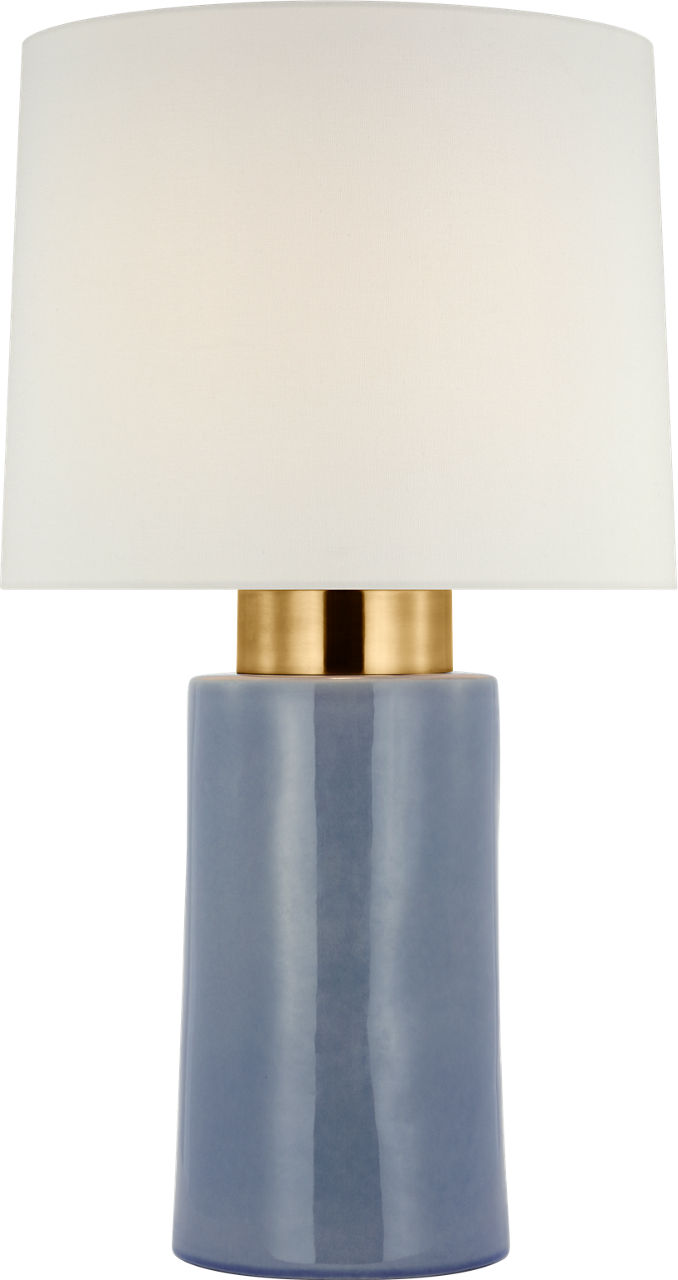 Xian 30" Table Lamp in Polar Blue Crackle and Soft Brass with Linen Shade