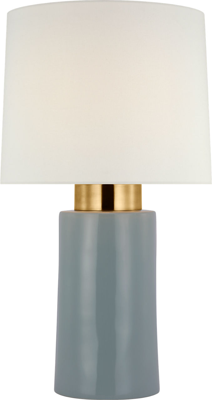 Xian 30" Table Lamp in Sky Gray and Soft Brass with Linen Shade