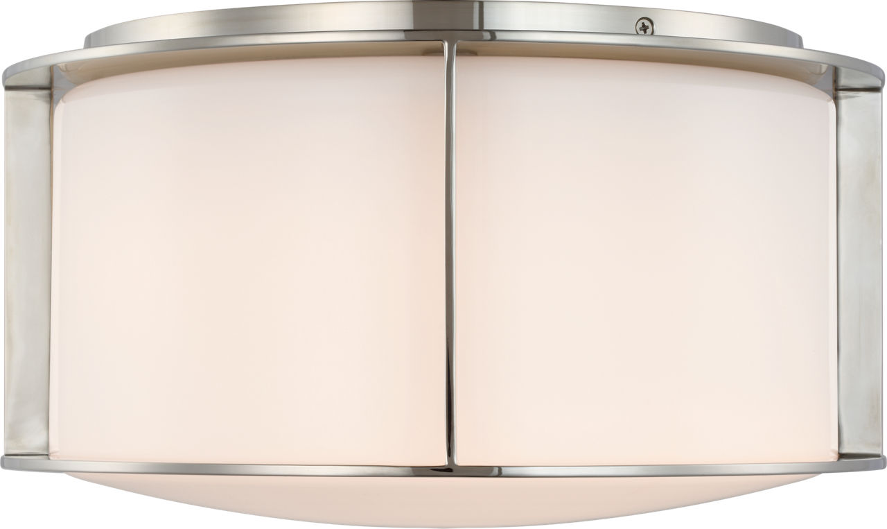 Phinn 13" Flush Mount in Polished Nickel with White Glass