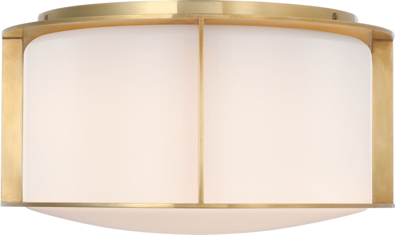 Phinn 13" Flush Mount in Soft Brass with White Glass