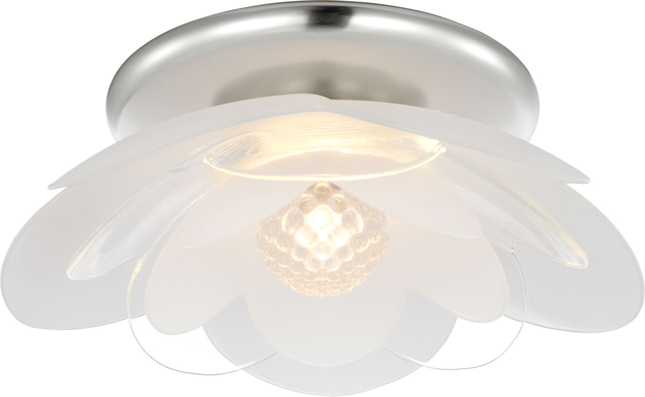 Petaluma 7" Flush Mount in Soft Silver with Etched and Clear Glass Flowers