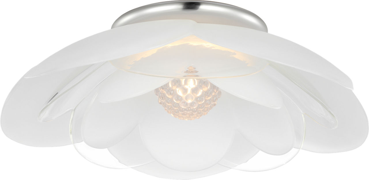 Petaluma 16" Flush Mount in Soft Silver with Etched and Clear Glass Flowers