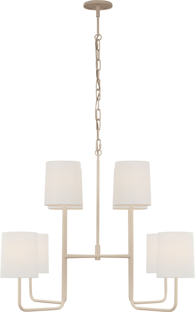 Go Lightly Extra Large Two Tier Chandelier in China White with Linen Shades