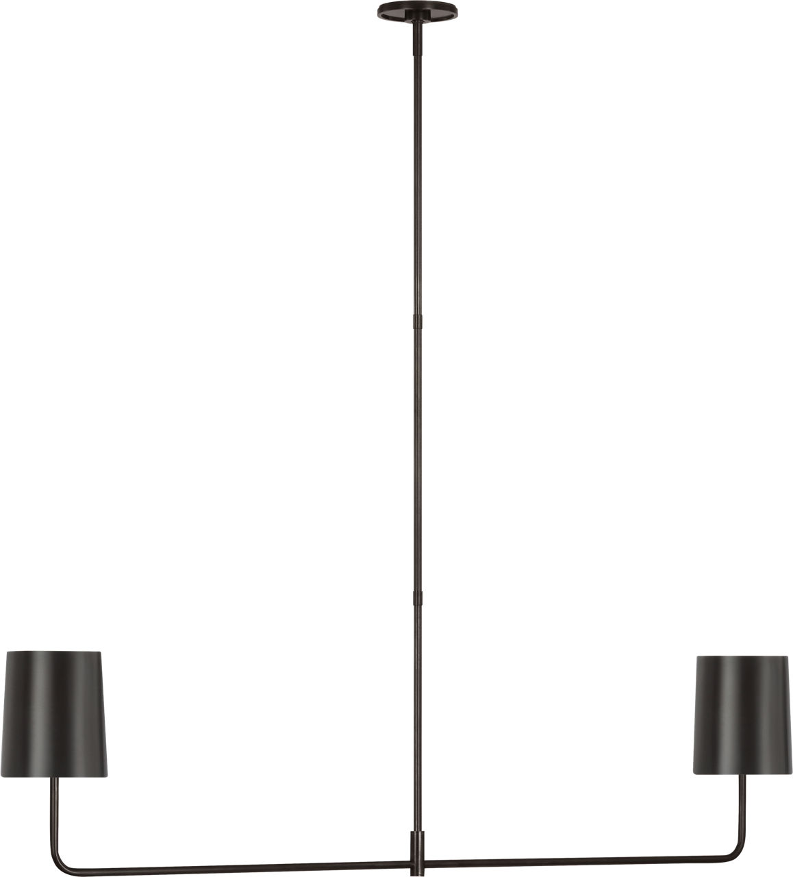 Go Lightly 54" Two Light Linear Chandelier in Bronze with Bronze Shades