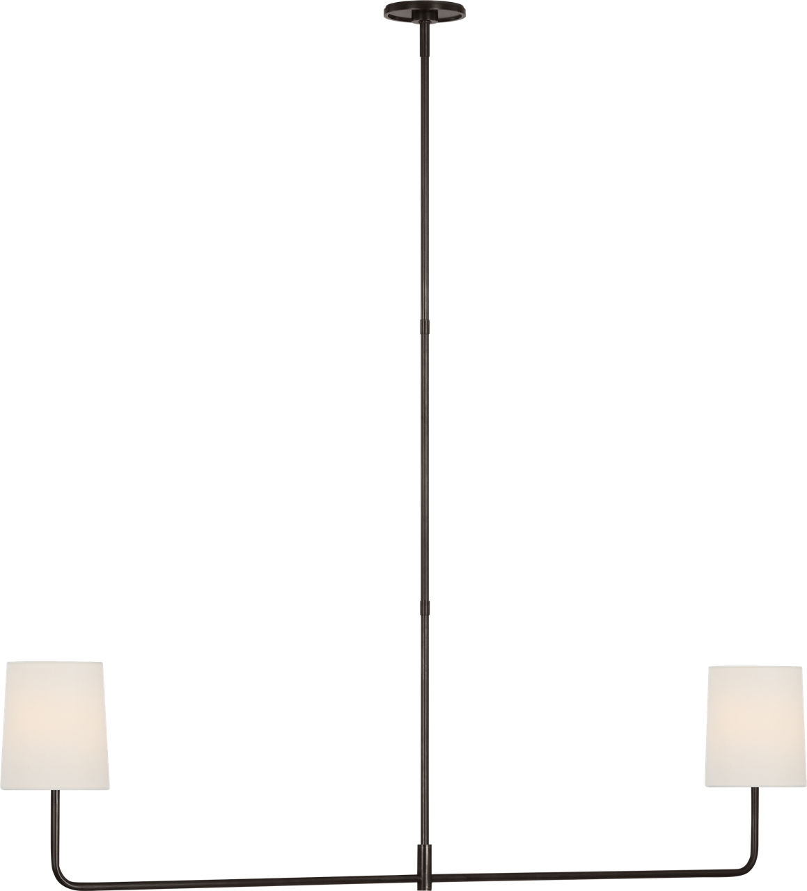 Go Lightly 54" Two Light Linear Chandelier in Bronze with Linen Shades