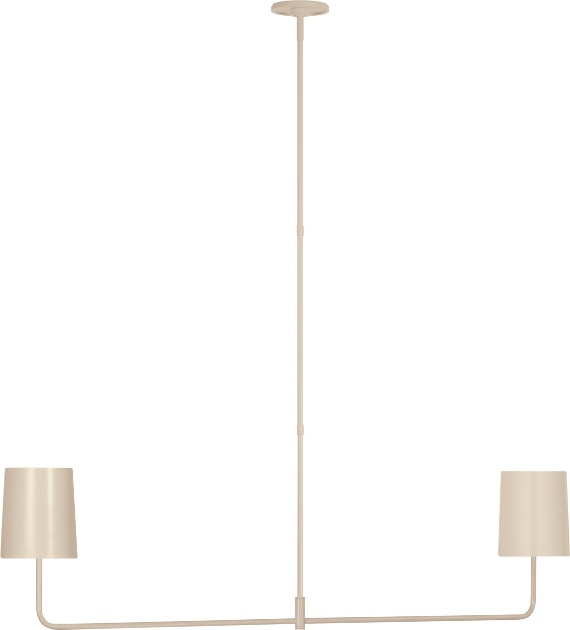 Go Lightly 54" Two Light Linear Chandelier in China White with China White Shades