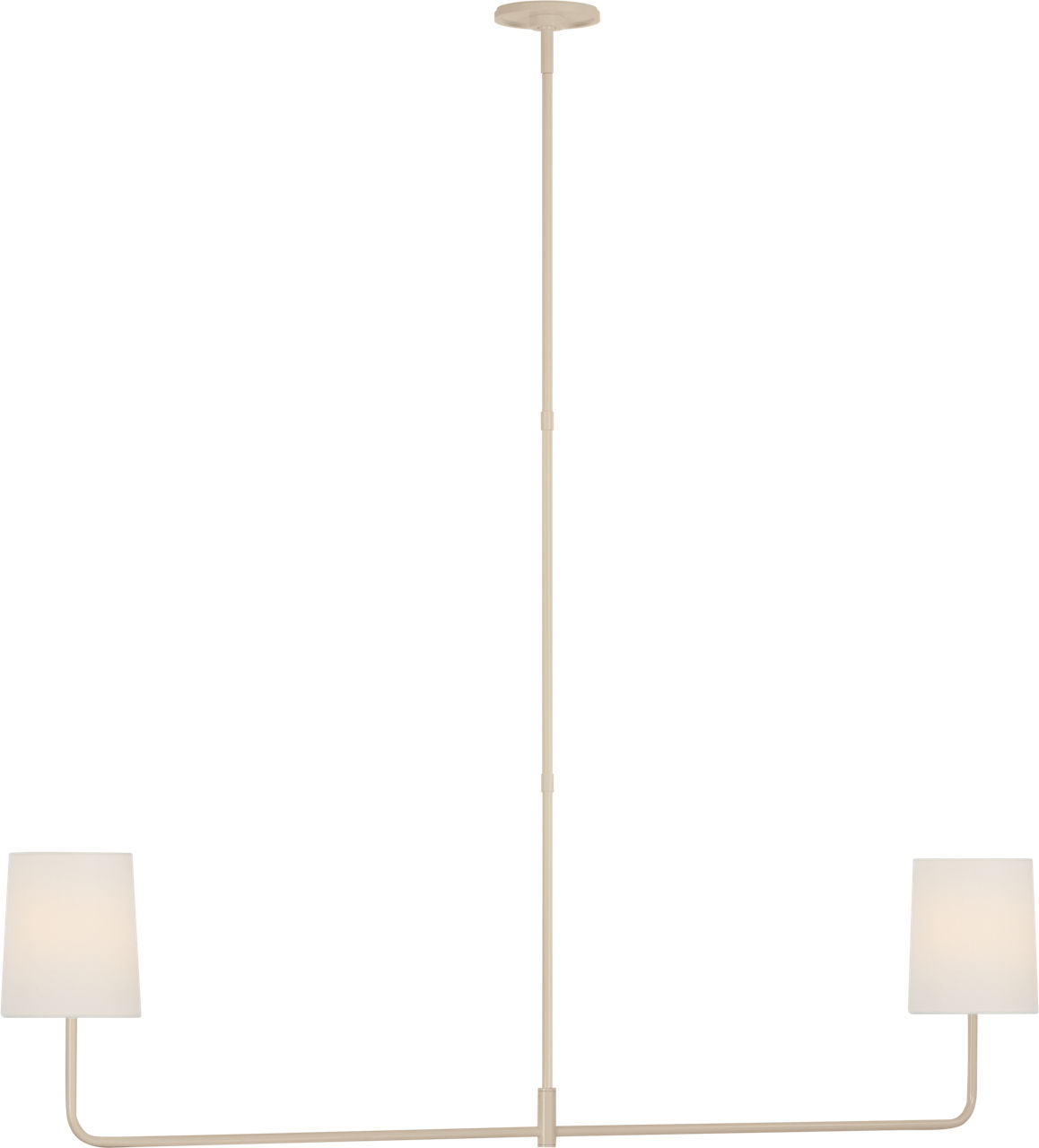 Go Lightly 54" Two Light Linear Chandelier in China White with Linen Shades