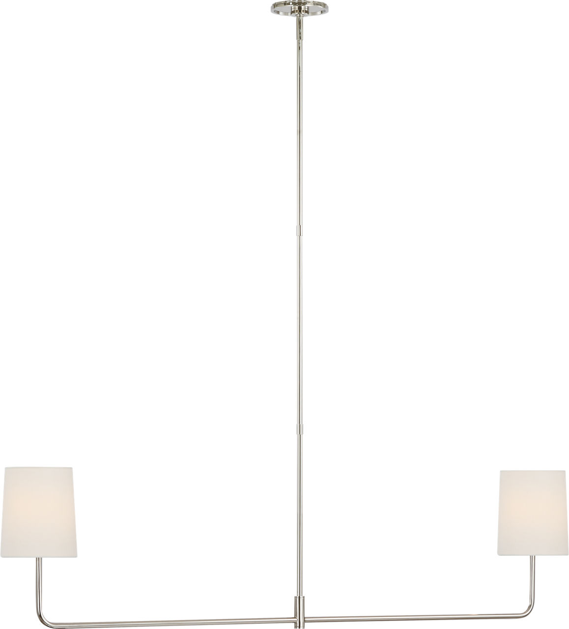 Go Lightly 54" Two Light Linear Chandelier in Polished Nickel with Linen Shades