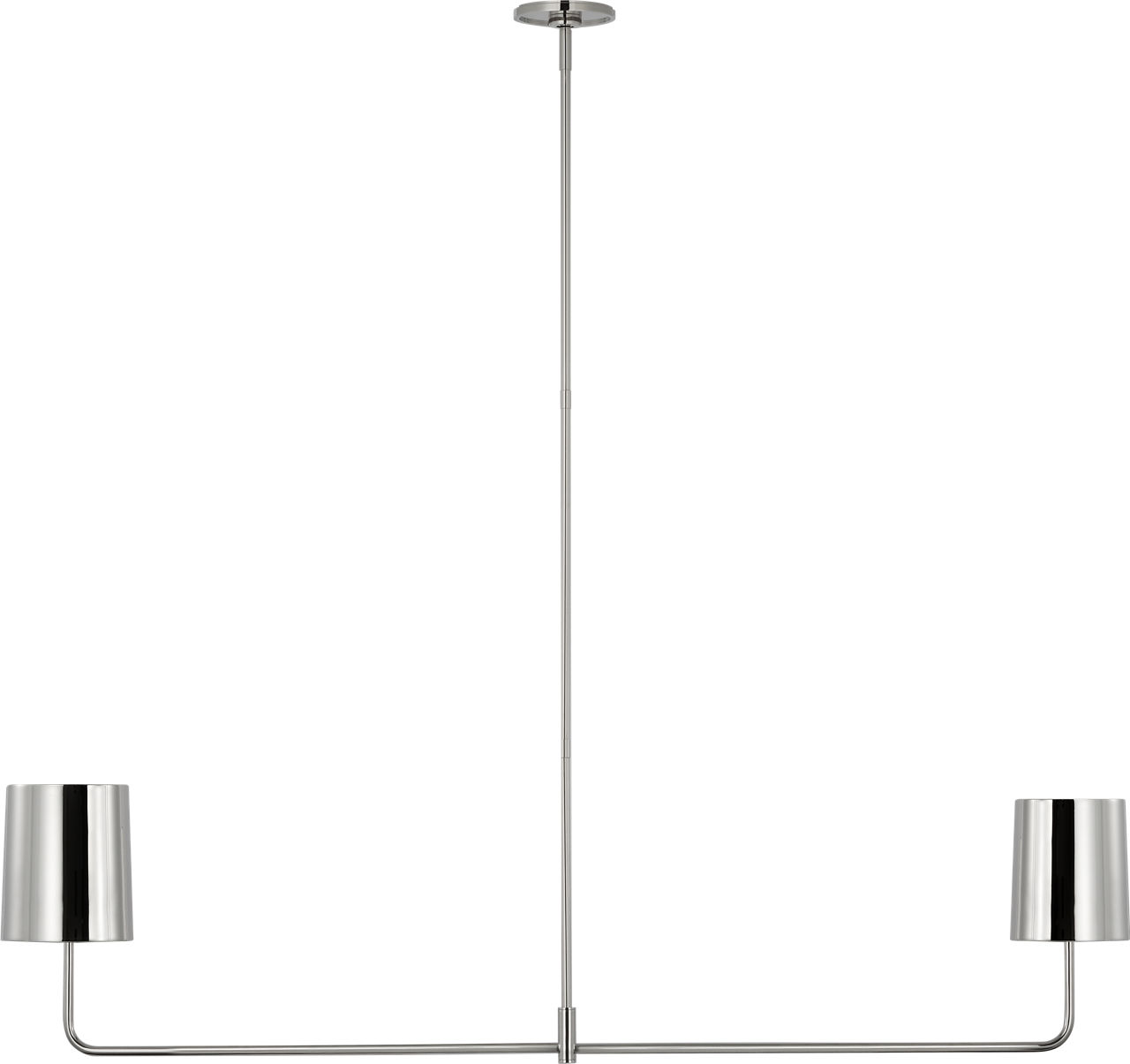 Go Lightly 54" Two Light Linear Chandelier in Polished Nickel with Polished Nickel Shades