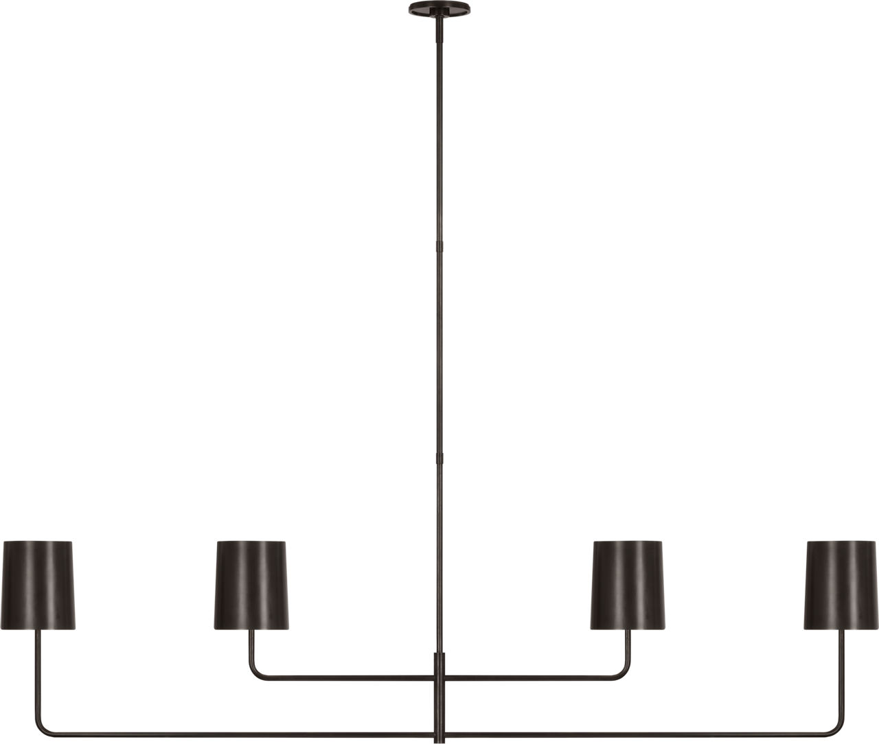 Go Lightly 70" Four Light Linear Chandelier in Bronze with Bronze Shades