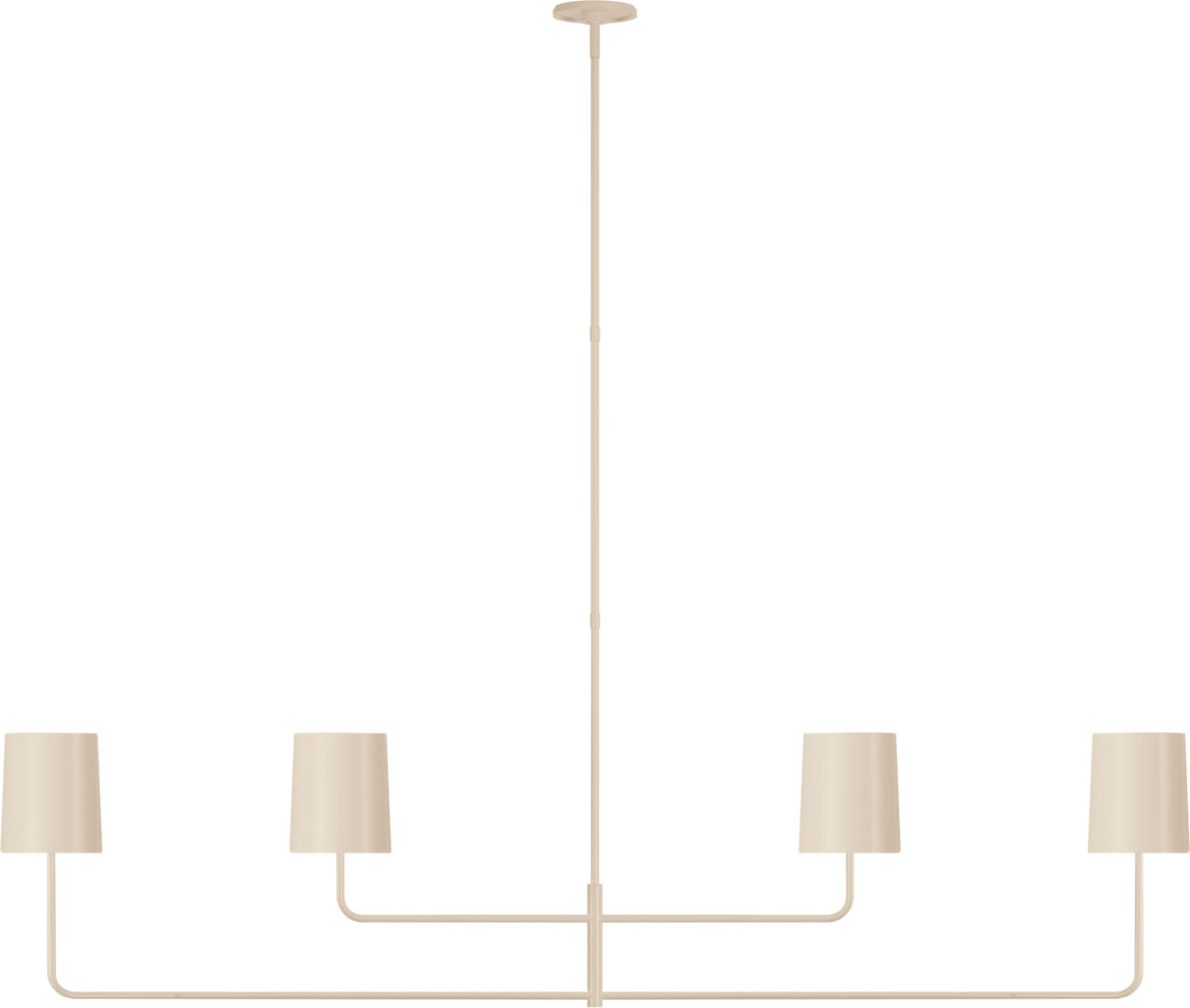 Go Lightly 70" Four Light Linear Chandelier in China White with China White Shades