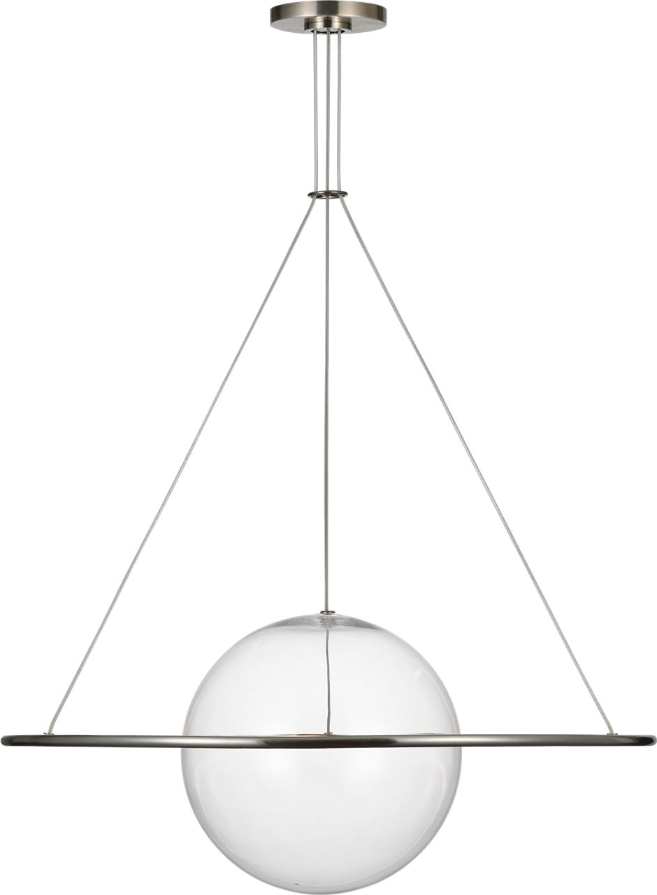 Cosmos 28" Ring and Orb Chandelier in Pewter with Clear Glass